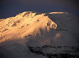 Ecuador Chimborazo 02-06 Estrella del Chimborazo Chimborazo Main Summit Close Up At Sunset Heres a close up of glaciers and the Whymper (6310m, Main) summit of Chimborazo at sunset viewed from the Estrella del Chimborazo.